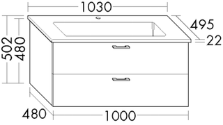 Burgbad Keramik-Waschtisch-Set sys30 103x50,2x49,5cm, Sana, 1 L/1 A, WT Bel