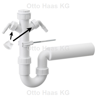 HAAS Röhren-Siphon OHA DN 56, 1 1/2", 2 GA, Rückst.-Sich., we.