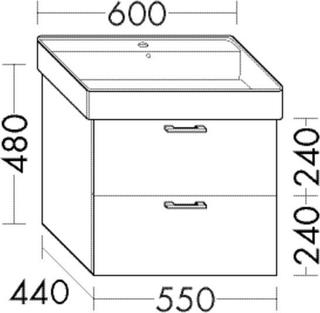 Burgbad Waschtischunterschrank Diago 55x48x44cm, 1 Lade/1 Auszug, Grau Matt