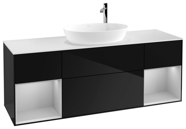 Artikelbild 1 des Artikels „V&B WT-Unterschrank Wandbel. Finion 160cm, Pl w m, Rg lg G m La, glo bla Lac Regal Light grey matt lacquer | glossy black lacquer“