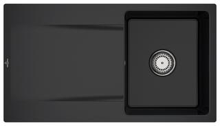 V&B Flächenbündige Spüle Siluet 50 Flat m Ablaufgarnitur, Handbetätigung, ebony