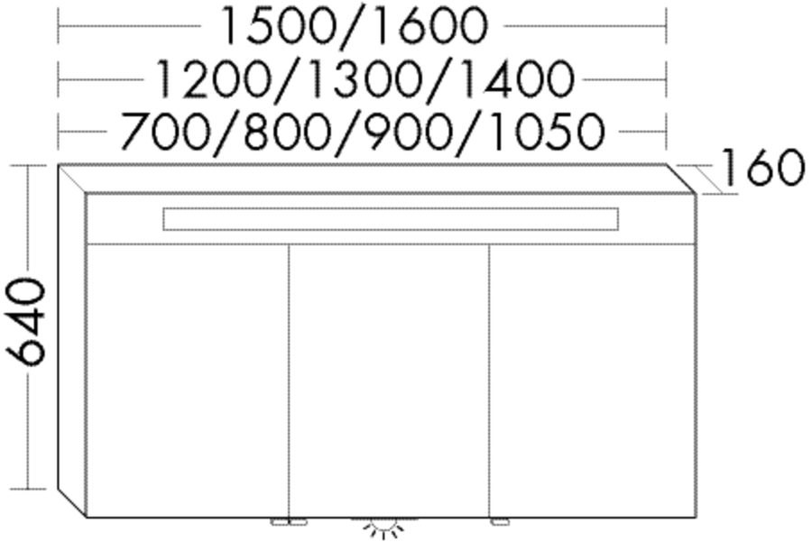 Artikelbild 1 des Artikels „Burgbad Spiegelschrank sys30 160x64x16cm, A., m horiz LED, LED-WT 160 x 64 x 16 cm | PG1“