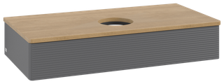 V&B WT-Unterschrank m F-Struktur Antao 100x19x50cm, WBP hon. Oa, Anthrac. m Lac
