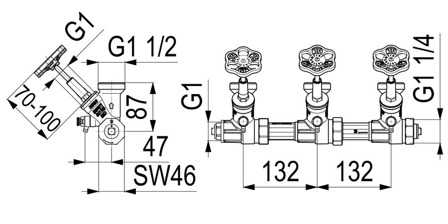 Artikelbild 2 des Artikels „Schlösser ATV-Verteiler 3-fach, DN 25, G 1x1 1/2, ohne Rinne 3-fach | DN 25, G 1 x 1 1/2“