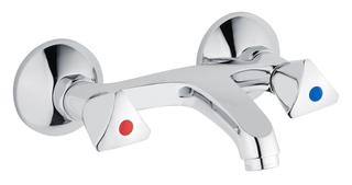 Schulte 2-Griff-Wandarm. classic-line_2 Ausl. 165mm, 1/2", verchr., Trianongriff