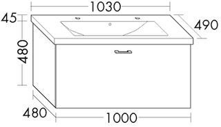 Burgbad Keramik-Waschtisch-Set sys30 103x52,5x49cm, Aqua, 1 Ausz., WT Eqio