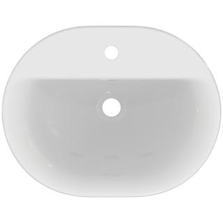 Einbauwaschtisch Connect oval, mit Hahnloch und Überlauf
