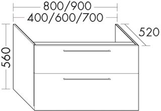 FORMAT Design Unterschrank WVVZ 800x560x520mm, grau matt, 2 Auszüge
