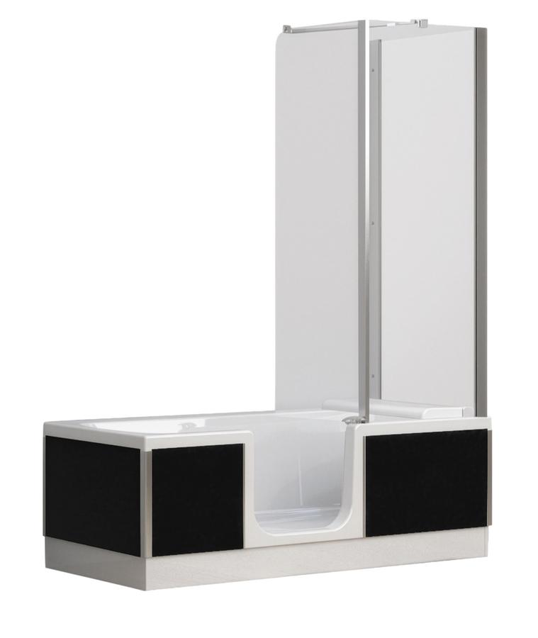 Artikelbild 1 des Artikels „Kinedo DUO Paket 160 Wand Kopf links Glas Schwarz Abtrennung und Klappsitz “