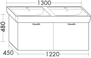 Burgbad Waschtischunterschrank sys30 122x48x45cm, 2 Auszüge, Echo