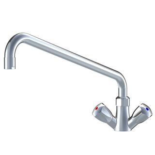 KWC Spültisch-Zweigriff-Armatur GASTRO A 450mm, vc, Schwenkausl. 360Gr, T 200mm