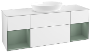 V&B WT-Unterschrank Wandbel. Finion 160cm, Pl w m, Rg Ol m Lac, glo wh. Lac