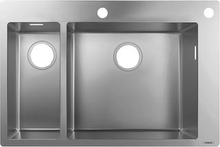 hansgrohe Einbauspüle S712-F655 180/450 735x480mm, 1 Haupt-/1 Zu.B, HL/L geb, ES