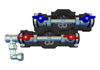 Strawa Wasserzählereinbaustrecke W2-ZA-H-D, Kalt-/WW, 3/4" ÜW horizontal