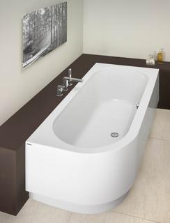 Hoesch Eck-Badewanne Happy D. we, 180,8x80,8cm, m angef. Sch., re Ausf