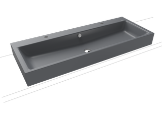 Kaldewei Aufsatz-Waschtisch PURO 3168-D 120x46, 2x1 Hahnl., ch, P-E, C grey 70
