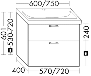 Burgbad Waschtischunterschrank sys30 57x60,1x40cm, Sana, 1 Schublade/Auszug