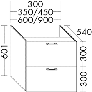 Burgbad Unterschrank sys30 35x60,1x54cm, Echo, 2 Auszüge