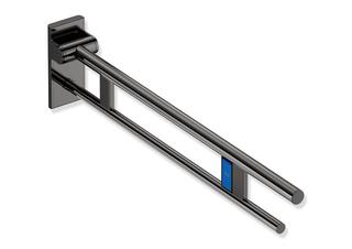 HEWI Stützklappgriff System 900 PVD Duo Fk-Spülausl., li, 912mm, SW-chrom gl