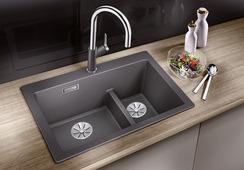 Blanco Becken PLEON 6 SPLIT SILGRANIT 61, 5x51cm, we., o. Ablauffernbedienung