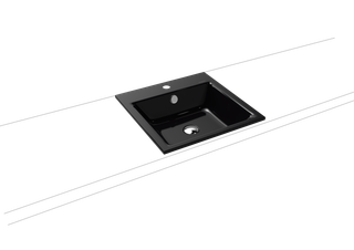 Kaldewei Einbau-Waschtisch PURO 3150 46x46cm, 1 Hahnl., we., P-E, schwarz