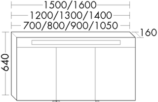 Burgbad Spiegelschrank sys30 130x64x16cm, Aq., m horiz. LED-Beltg.