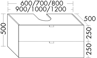 BB Waschtischunterschrank (WWNG120) rc40System, 500x1200x500, PG2
