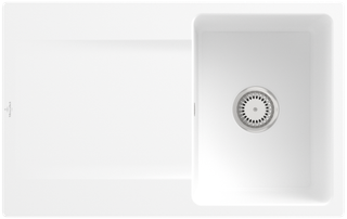V&B Flächenbündige Spüle Siluet 45 Flat m Abl.garn, Handbetätigung, stone white