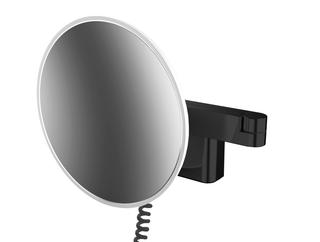 EMCO LED-Rasier-/Kosmetikspiegel evo d 209mm, 2-ar, rd, St., sw, Vergr. 5-fa.