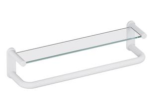 HEWI Ablage 801 Glas, mit Haltegriff, matt, signalweiß