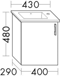 FORMAT Design WT-Unterschrank WVMK040L 400x290x480mm, 1 T. li, weiß Hochglanz