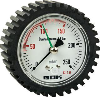 Manometer Kl.1 0-250mbar AG G1/4 axial fuer Dichtpruefgeraete 02616 u. 02617 SV