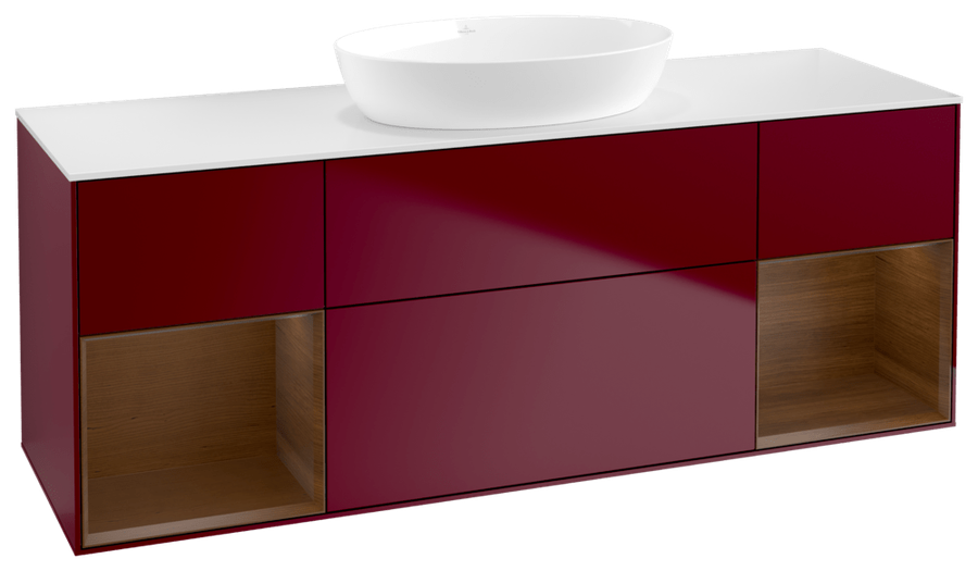 Artikelbild 1 des Artikels „V&B WT-Unterschrank Wandbel. Finion 160cm, Pl wh. m, Reg wal ven, Peo m Regal Walnut Veneer | peony matt lacquer“