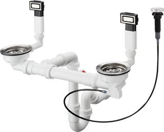 hansgrohe Ab- u. Überlaufgarnitur D15-11 automatisch, für Doppelbecken, Edelstahl