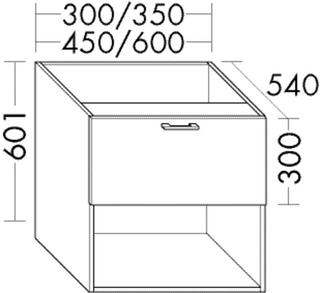 Burgbad Unterschrank Diago 45x60,1x54cm, Tr. RAL-F. Matt, 1 Auszug