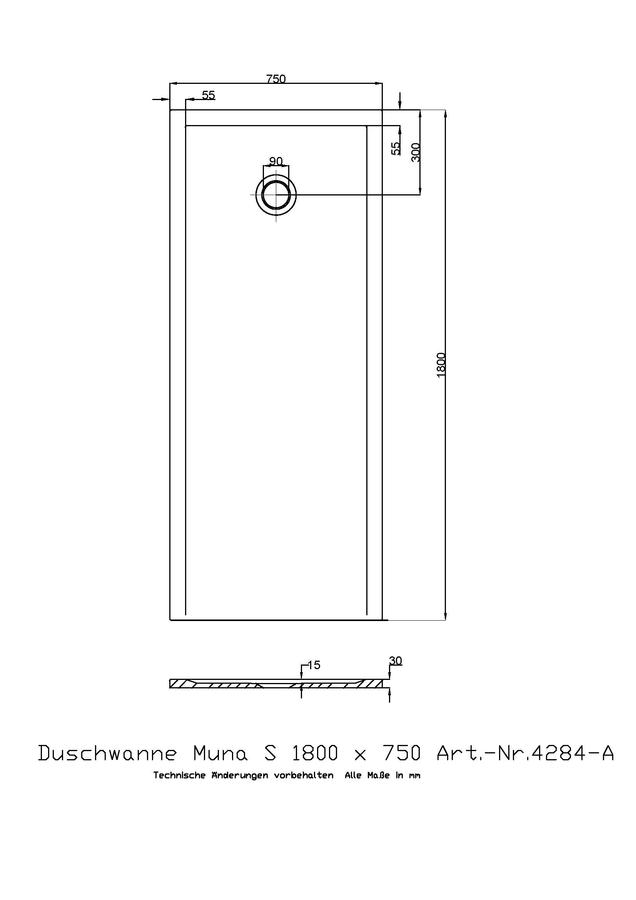 Artikelbild 2 des Artikels „Hoesch Mineralguss-Duschwanne Muna S 180x75x3cm, weiß matt, ohne Antirutsch 180 x 75 x 3 cm | weiß matt“