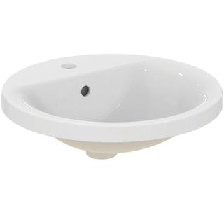 IS Einbauwaschtisch Connect d 48cm, we., rd, m Hahnloch und Überlauf