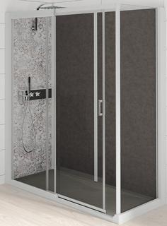 Kinedo KOCOON 170X80 Ecke Orientbeige Umbra, Mattglas, Schiebetür, Thermostat