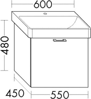 Burgbad Waschtischunterschrank Diago 55x48x45cm, Weiß Hochglanz, 1 Auszug