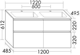 BB Set Aufpreis (SGIB122) Lin20, 495x1220x612, Weiß Velvet