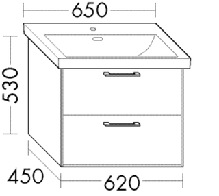 Burgbad Osera Waschtisch-Unterschrank 62x53x45cm, li-grau hgl, 1 Lade/1 Auszug