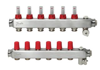 Danfoss Fußbodenheizungsverteiler SSM - 6F, 6 Kreise, Edelstahl