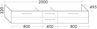Burgbad Waschtischunterschrank Crono 200x32x49,5cm, lac hgl, 2 Ausz./2 Laden