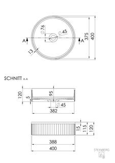 Steinberg Aufsatzwaschtisch Serie 740 d= 400mmx120mm, matt black