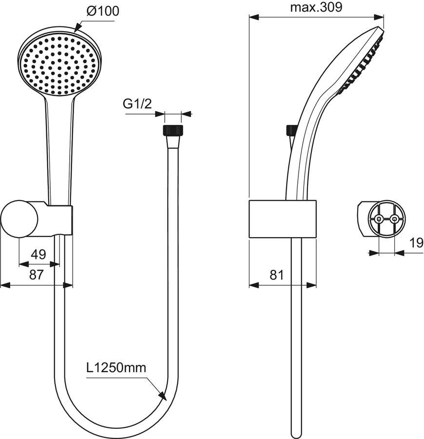 Artikelbild 8 des Artikels „IS Handbrause-Set M1, m 1-Fkt.-Handbr. d= 10cm, chrom chrom“
