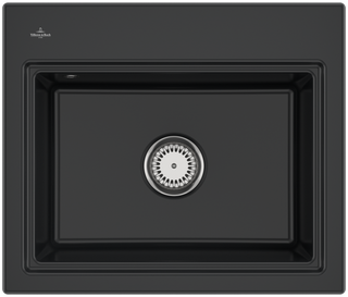 V&B Spüle Subway Style 60S Abl.garn, m Hand. + Gitter, pure black