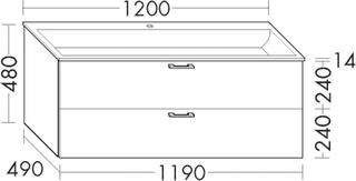 Burgbad Waschtischunterschrank Diago 119x48x48cm, dg Ultram., 1 Lade/1 Ausz.