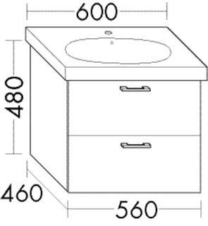 Burgbad Waschtischunterschrank Diago 56x48x46cm, l-gr Ultram., 1 Lade/1 Ausz.