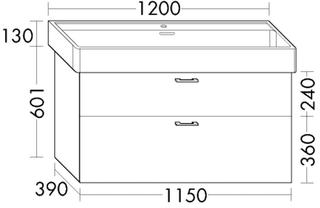 Burgbad Waschtischunterschrank Diago 115x60,1x39cm, gr hgl, 1 Lade/1 Auszug