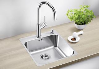 Blanco Becken SUPRA 400-IF/A R12 44x50cm, ES Bürstf., m Abl-Fernbed.